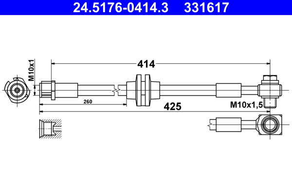 Brake Hose - 24.5176-0414.3 ATE