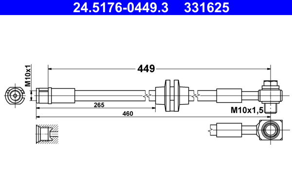 Flessibile del freno - 24.5176-0449.3 ATE