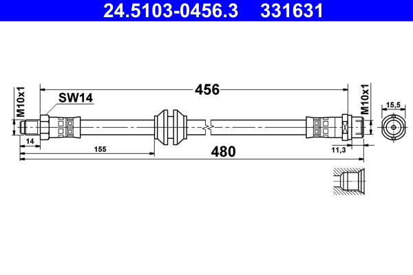 Brake Hose - 24.5103-0456.3 ATE