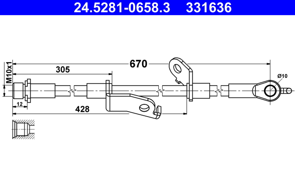 Brake Hose - 24.5281-0658.3 ATE