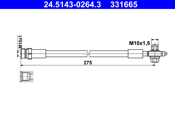 Brake Hose - 24.5143-0264.3 ATE