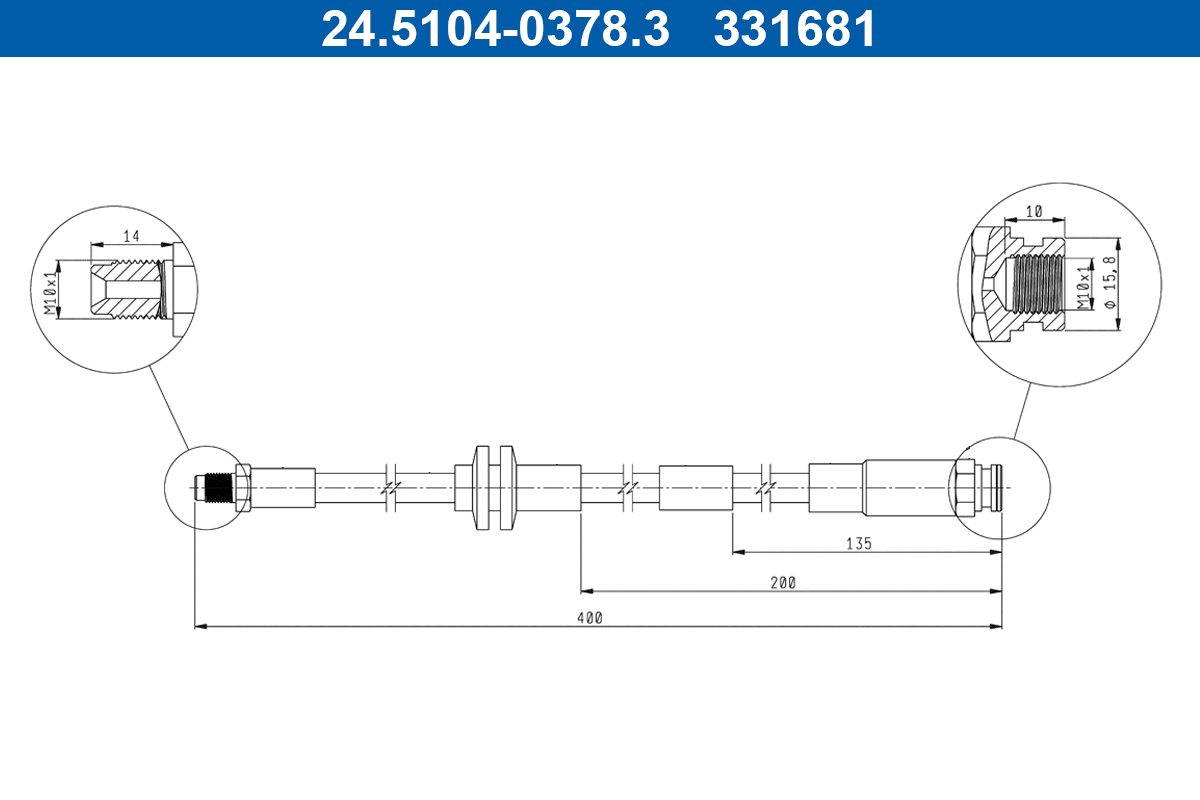 Flessibile del freno - 24.5104-0378.3 ATE
