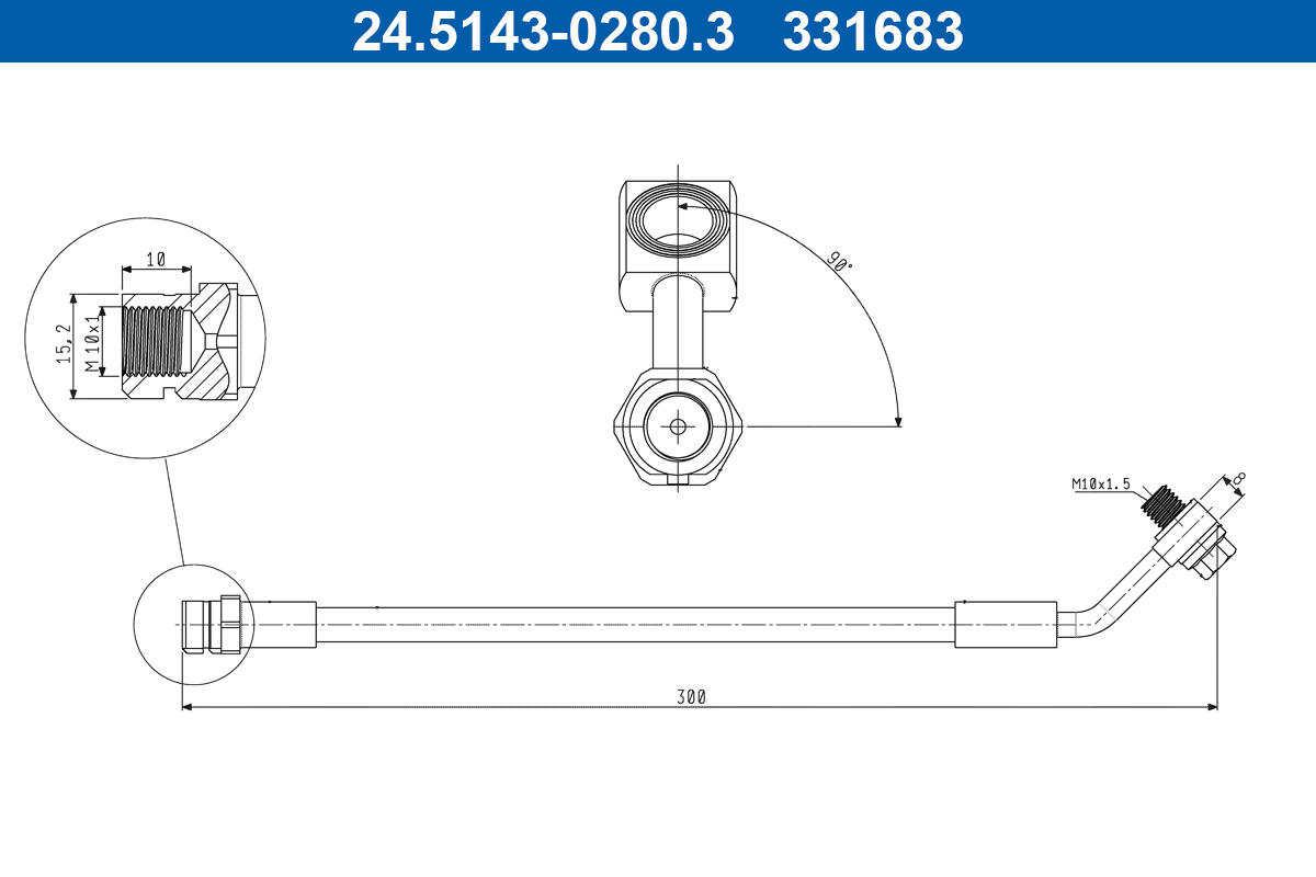 Flessibile del freno - 24.5143-0280.3 ATE