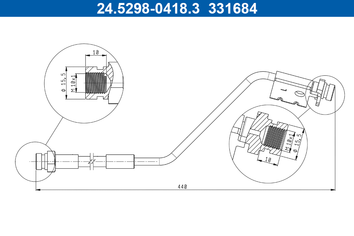 Flessibile del freno - 24.5298-0418.3 ATE
