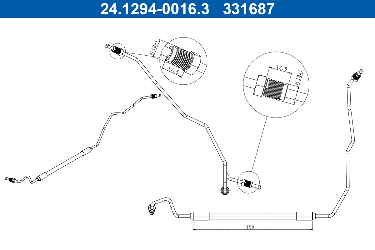 Brake Hose - 24.1294-0016.3 ATE