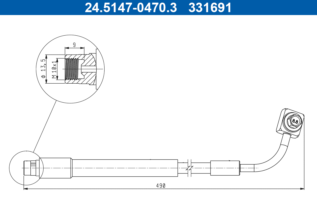 Brake Hose - 24.5147-0470.3 ATE