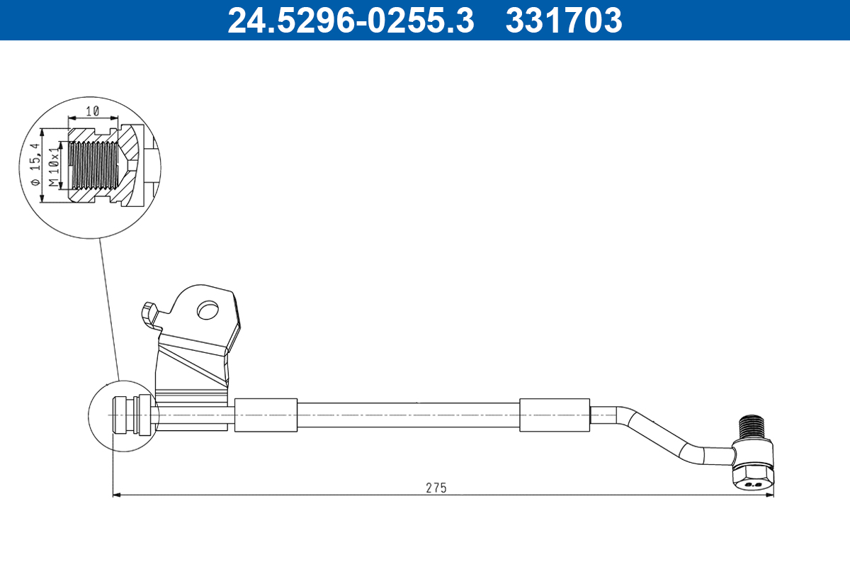 Brake Hose - 24.5296-0255.3 ATE