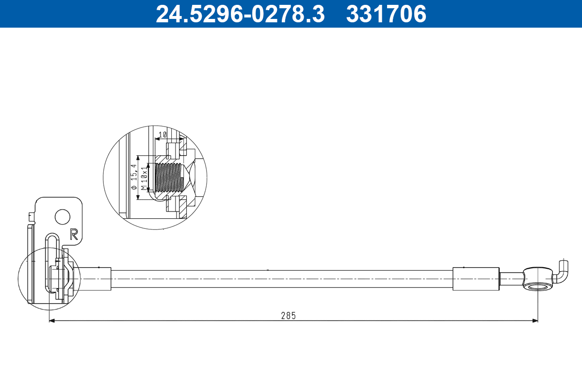 Brake Hose - 24.5296-0278.3 ATE