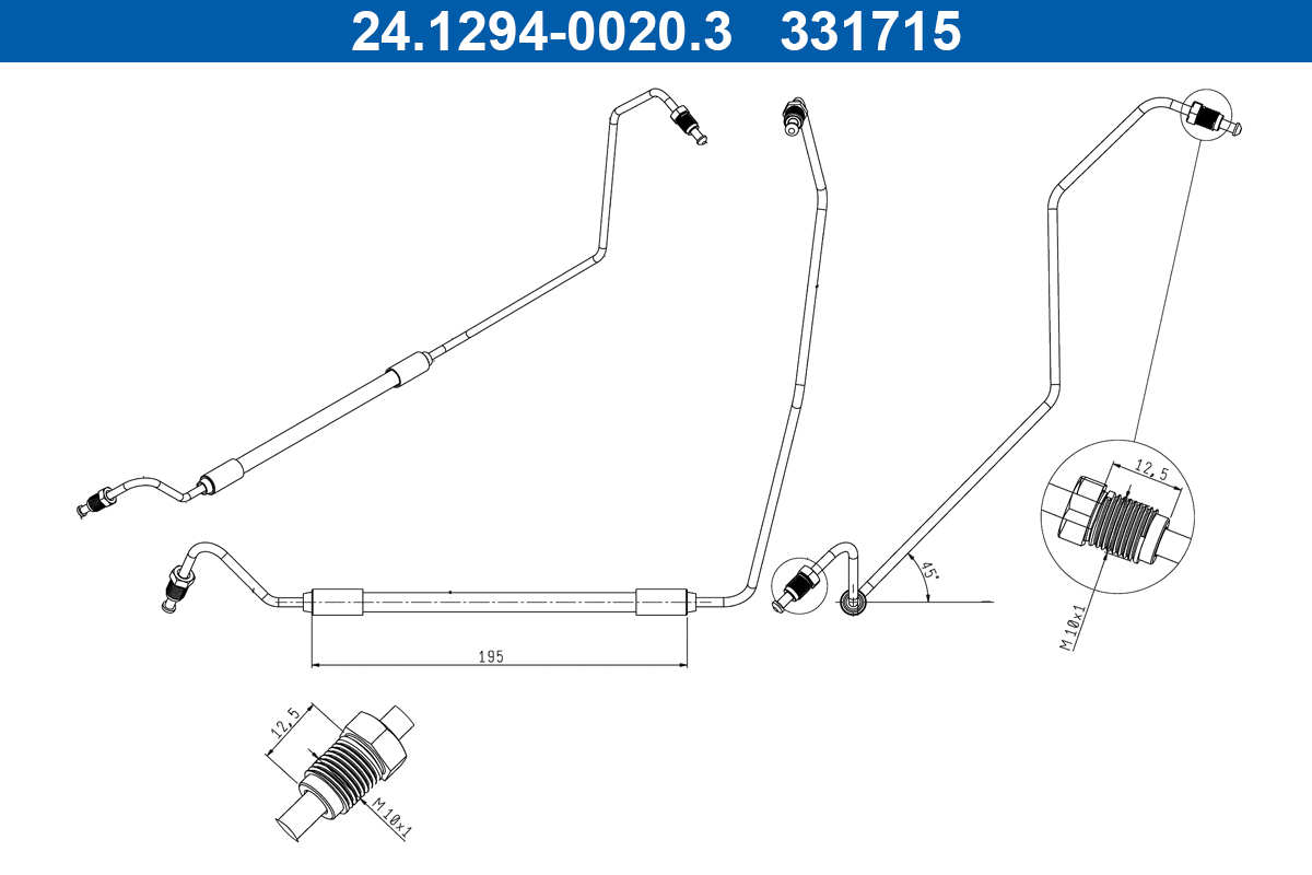Brake Hose - 24.1294-0020.3 ATE