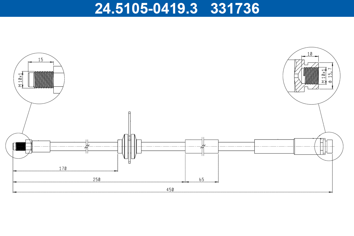 Brake Hose - 24.5105-0419.3 ATE