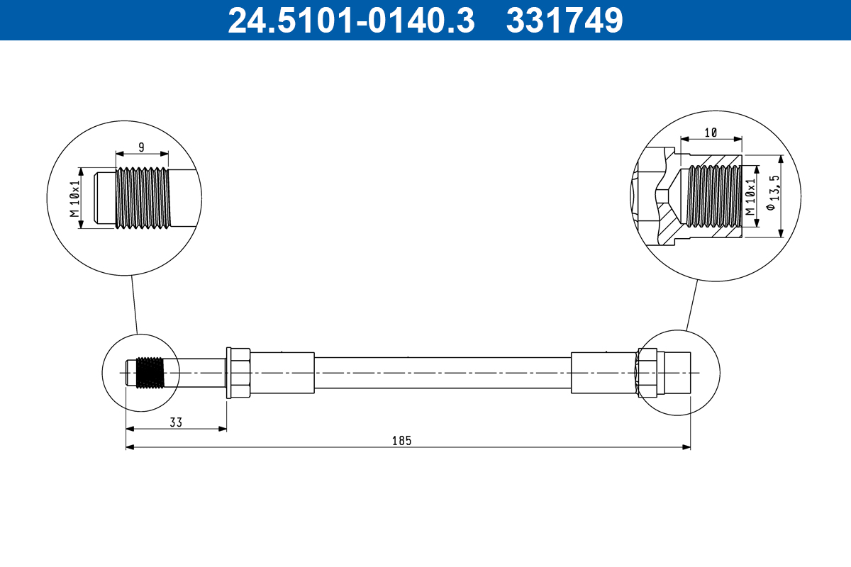 Flessibile del freno - 24.5101-0140.3 ATE