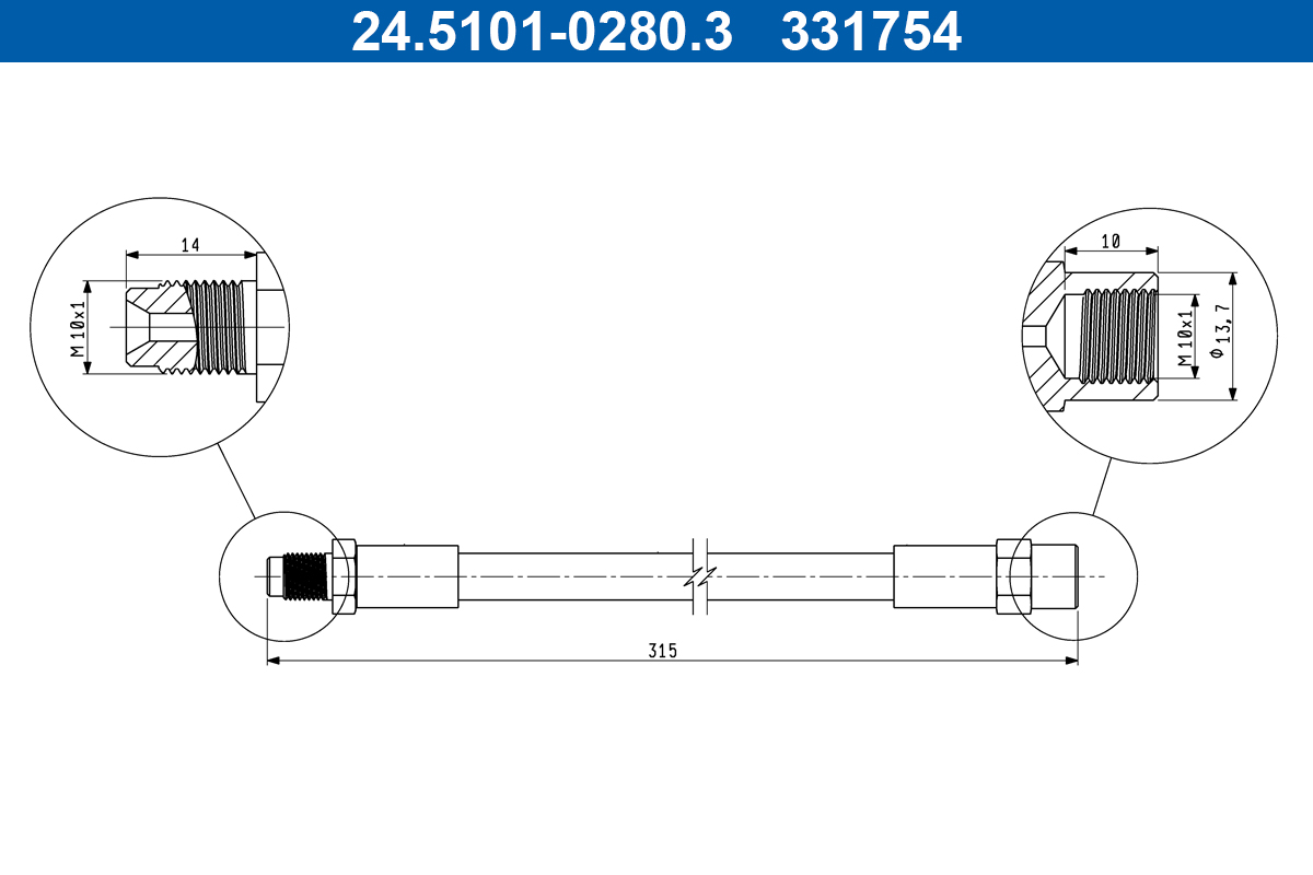 Flessibile del freno - 24.5101-0280.3 ATE