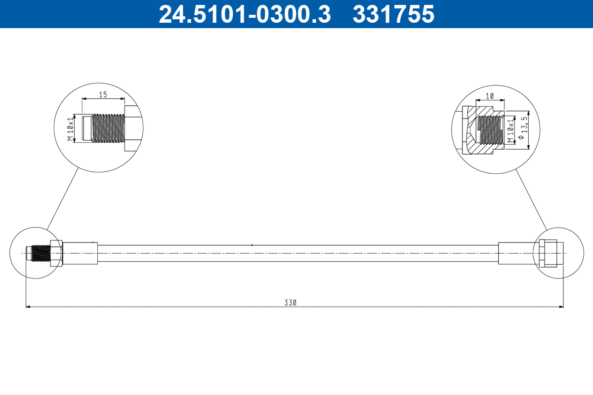 Brake Hose - 24.5101-0300.3 ATE