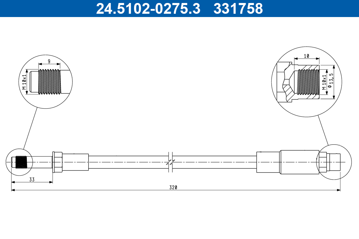 Brake Hose - 24.5102-0275.3 ATE