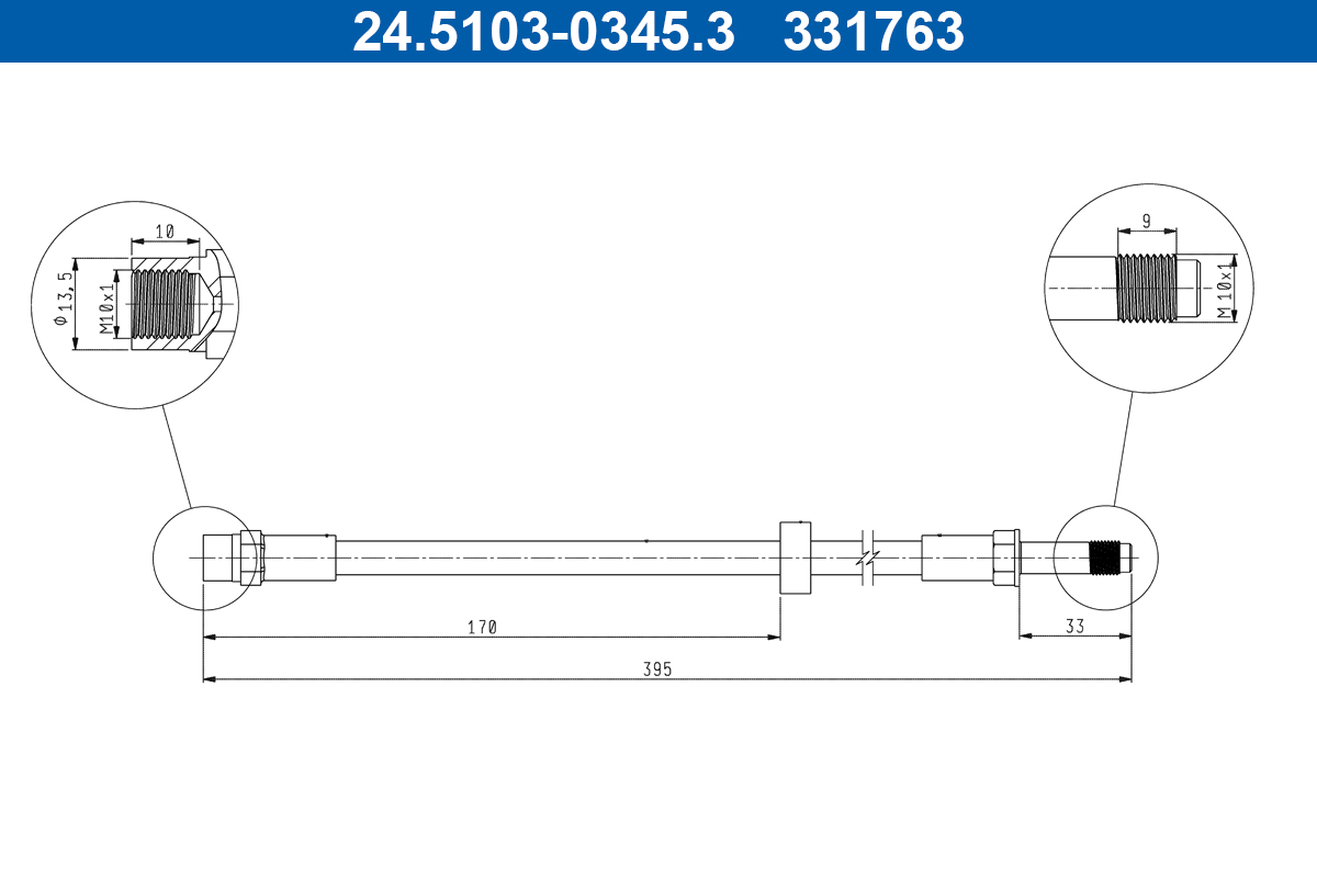 Flessibile del freno - 24.5103-0345.3 ATE