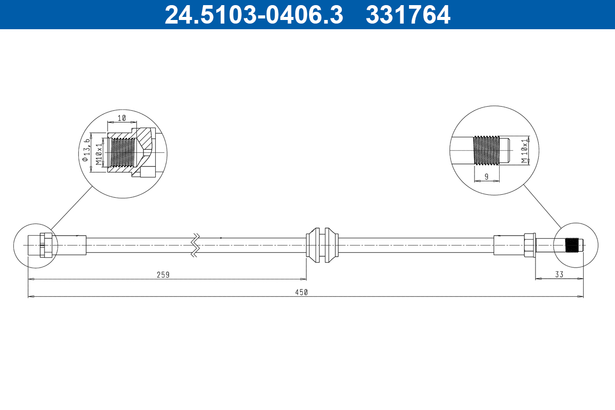 Brake Hose - 24.5103-0406.3 ATE