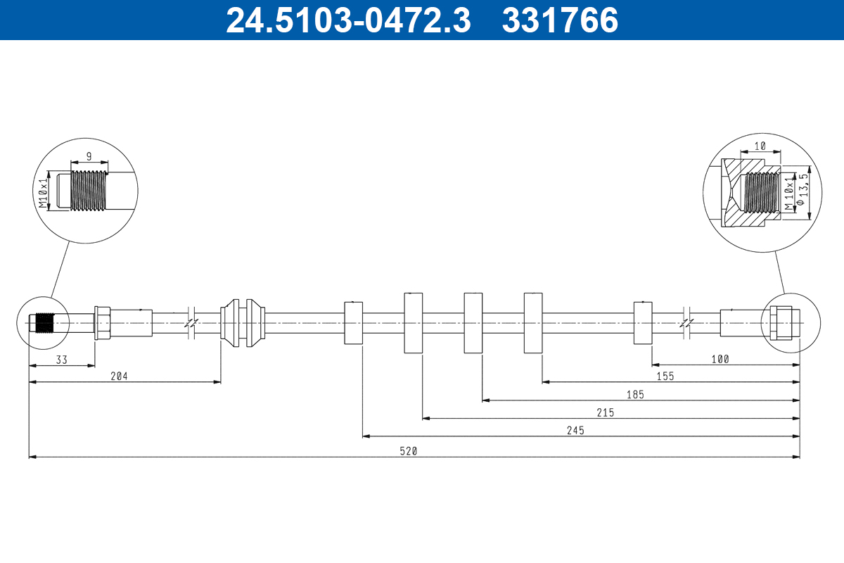 Brake Hose - 24.5103-0472.3 ATE