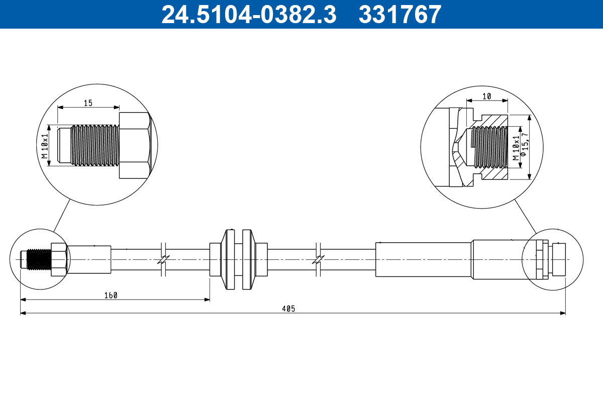 stabdžių žarnelė - 24.5104-0382.3 ATE