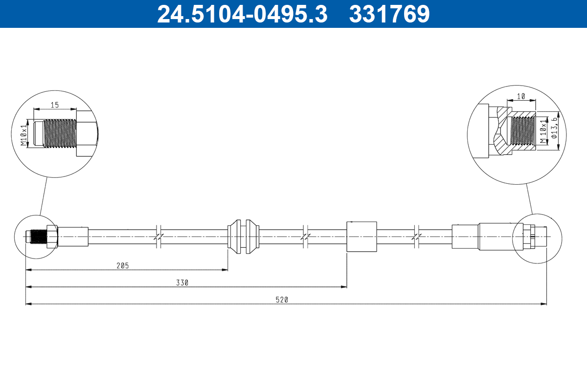 Flessibile del freno - 24.5104-0495.3 ATE