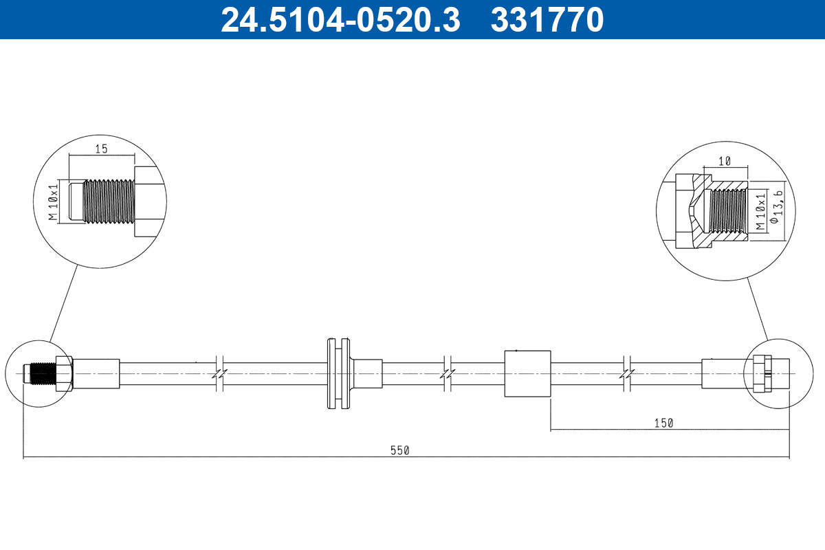 Brake Hose - 24.5104-0520.3 ATE