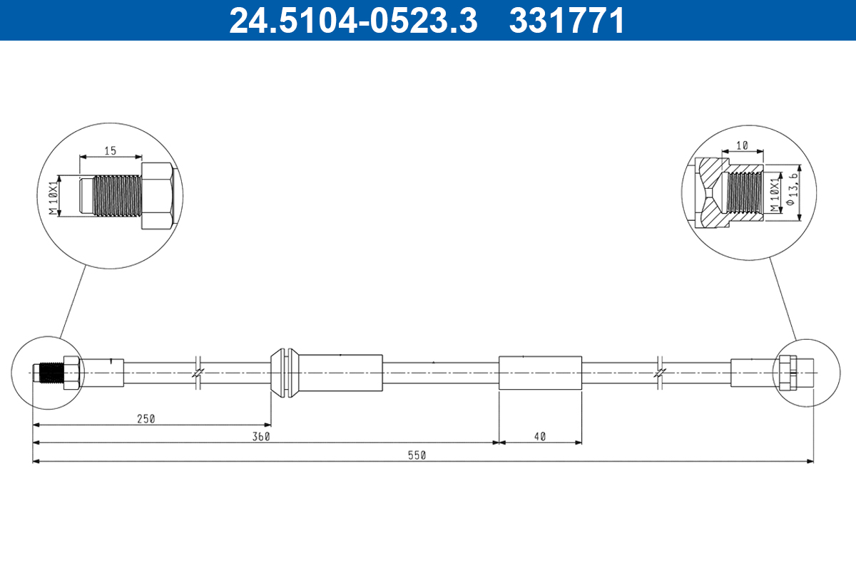 Brake Hose - 24.5104-0523.3 ATE