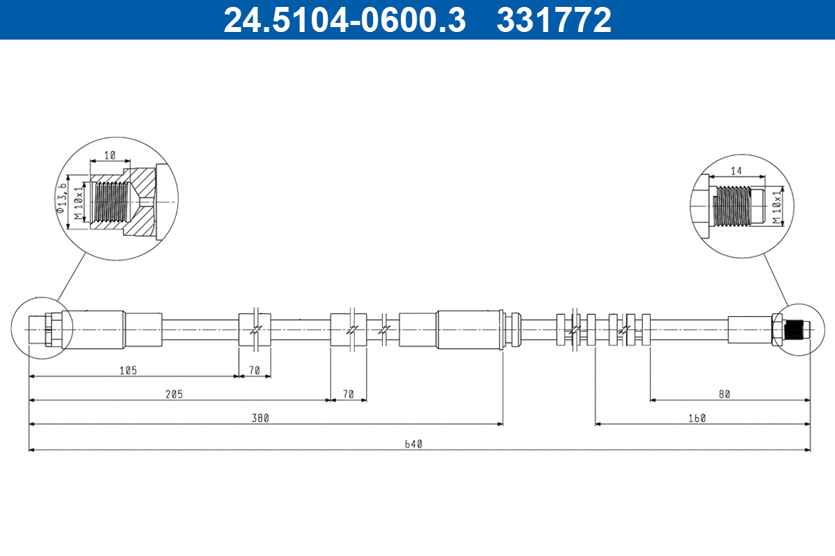 Brake Hose - 24.5104-0600.3 ATE