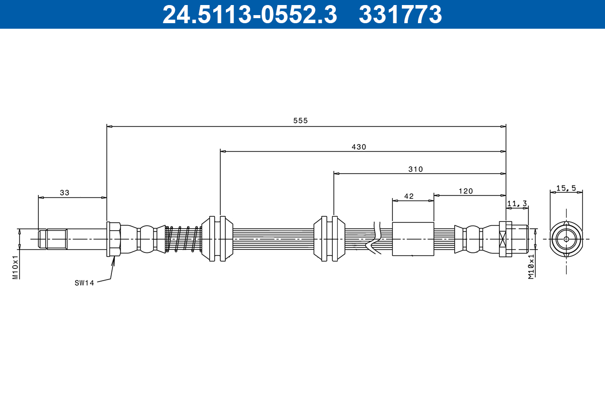 Brake Hose - 24.5113-0552.3 ATE