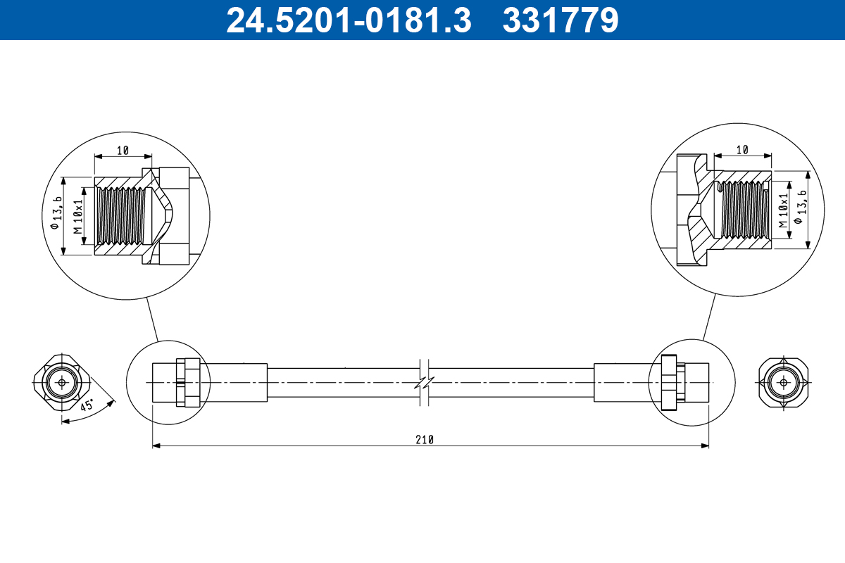 Brake Hose - 24.5201-0181.3 ATE