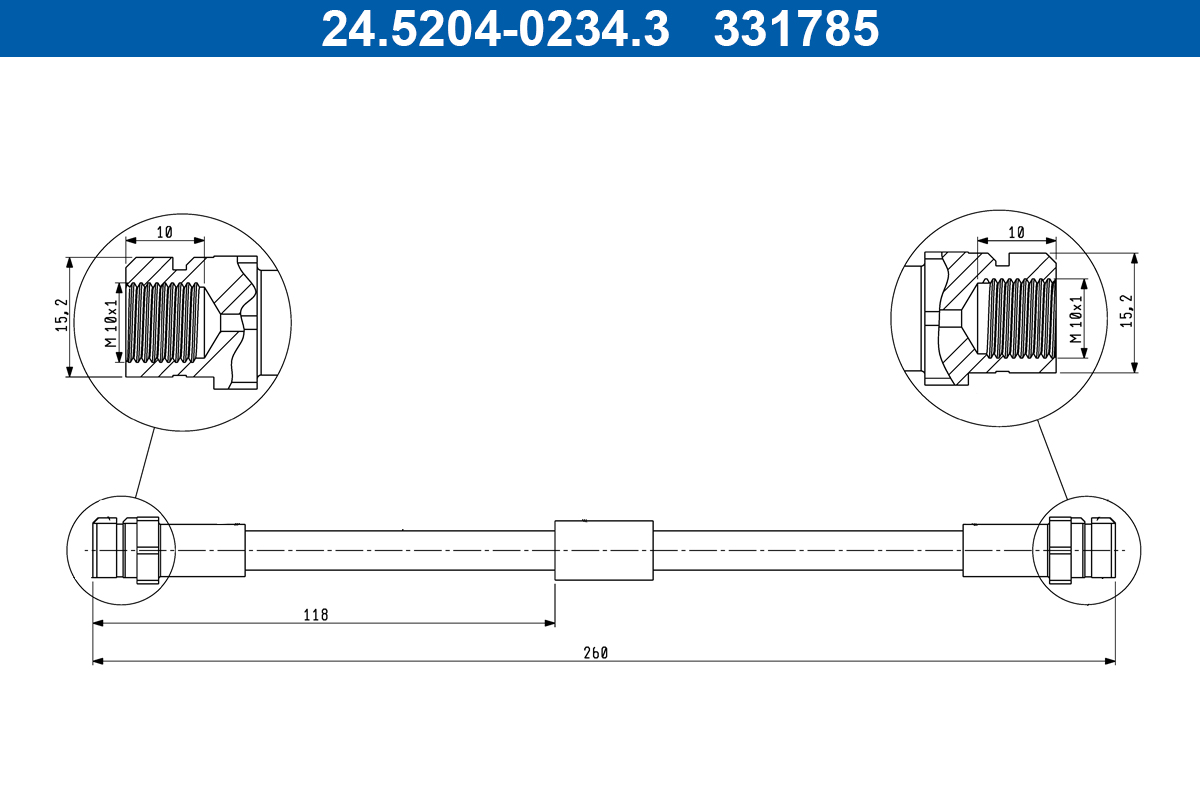 Flessibile del freno - 24.5204-0234.3 ATE