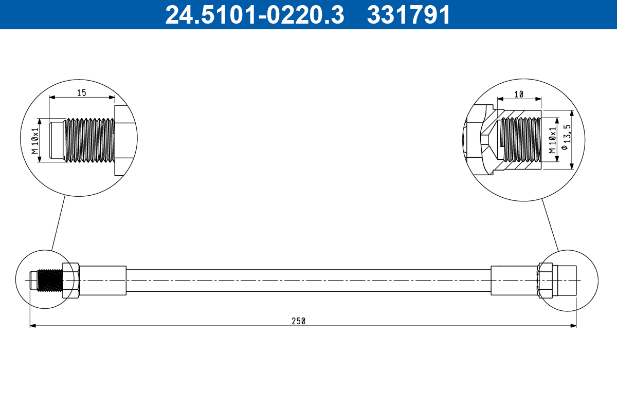 Brake Hose - 24.5101-0220.3 ATE