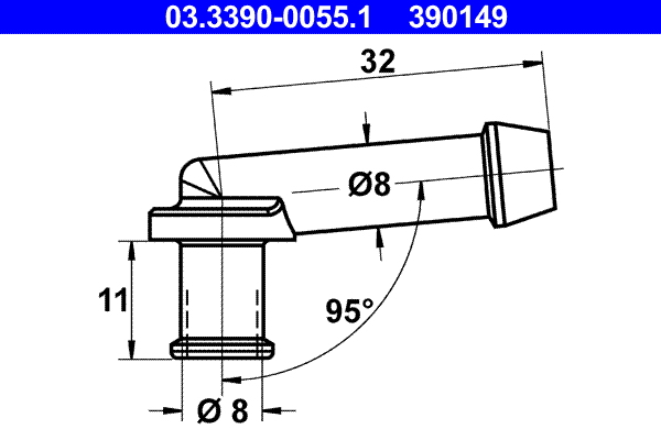 Connection Piece, hose line - 03.3390-0055.1 ATE