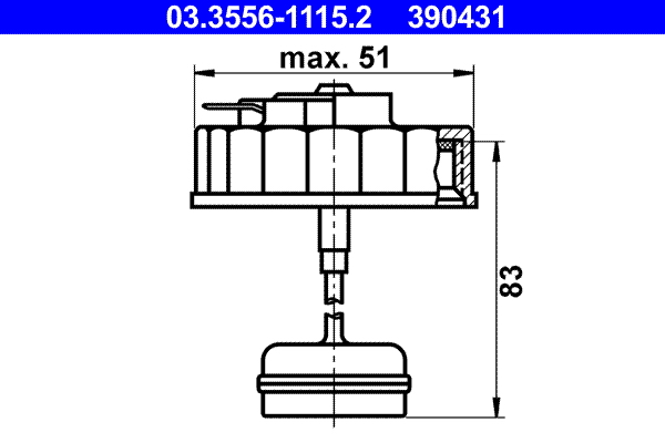 Sealing Cap, brake fluid reservoir - 03.3556-1115.2 ATE