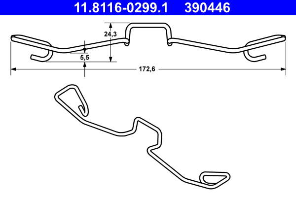 Spring, brake caliper - 11.8116-0299.1 ATE