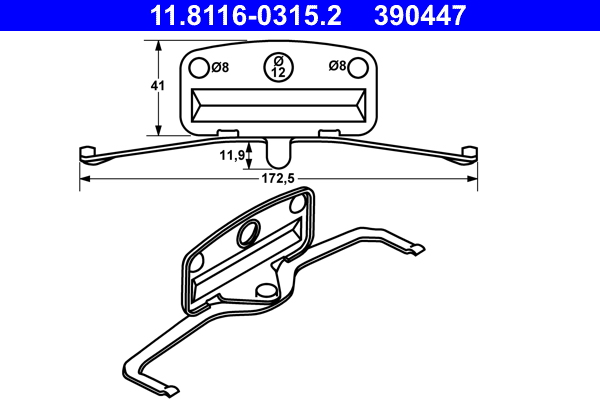 Molla, Pinza freno - 11.8116-0315.2 ATE