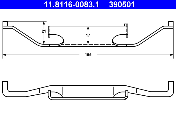 Spring, brake caliper - 11.8116-0083.1 ATE