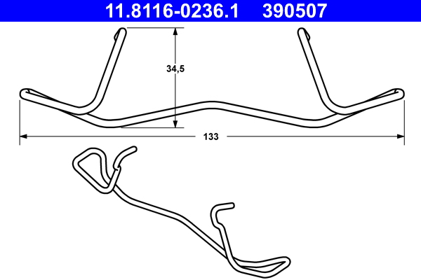 Molla, Pinza freno - 11.8116-0236.1 ATE