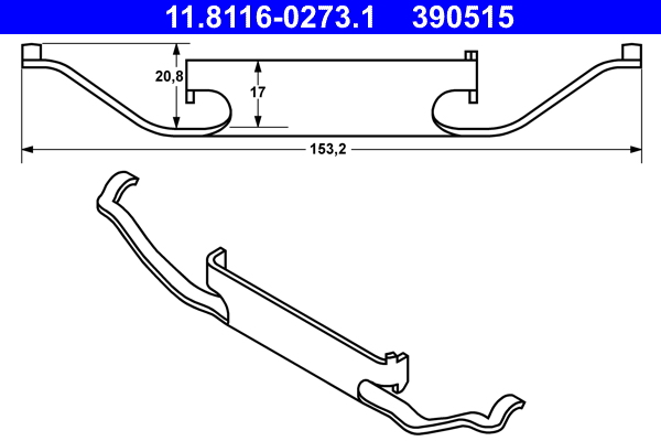 Molla, Pinza freno - 11.8116-0273.1 ATE