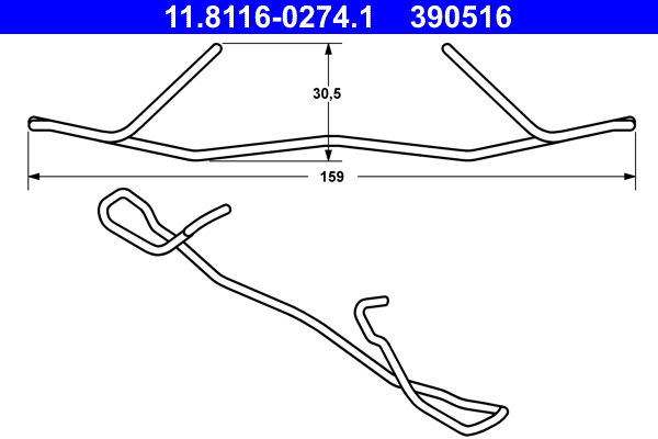 Spring, brake caliper - 11.8116-0274.1 ATE