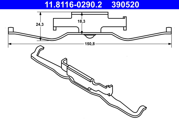 Spring, brake caliper - 11.8116-0290.2 ATE