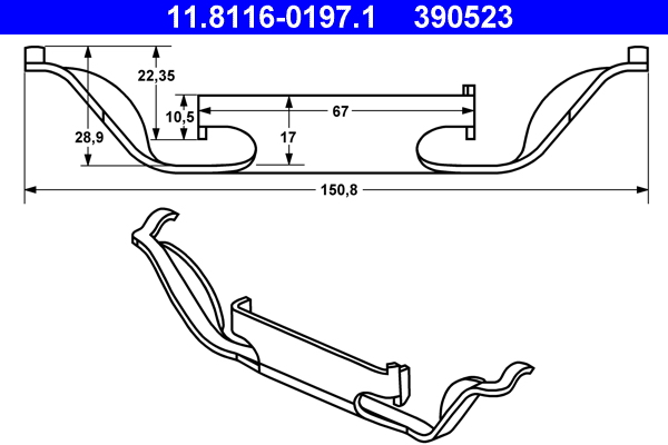 Spring, brake caliper - 11.8116-0197.1 ATE
