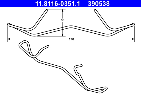 Molla, Pinza freno - 11.8116-0351.1 ATE