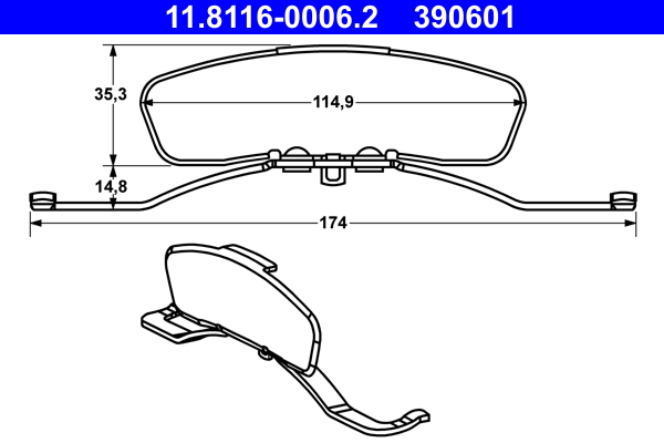 Molla, Pinza freno - 11.8116-0006.2 ATE
