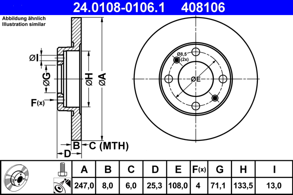 Brake Disc - 24.0108-0106.1 ATE