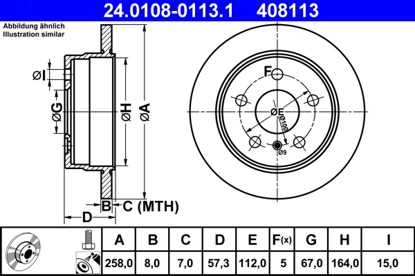 Brake Disc - 24.0108-0113.1 ATE