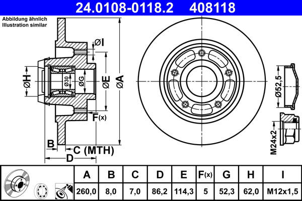 Brake Disc - 24.0108-0118.2 ATE