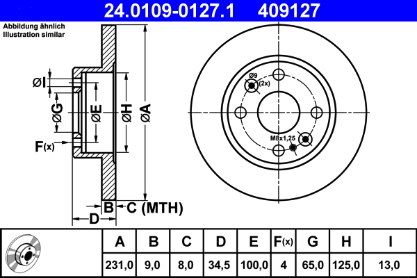 Brake Disc - 24.0109-0127.1 ATE