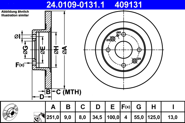 Brake Disc - 24.0109-0131.1 ATE