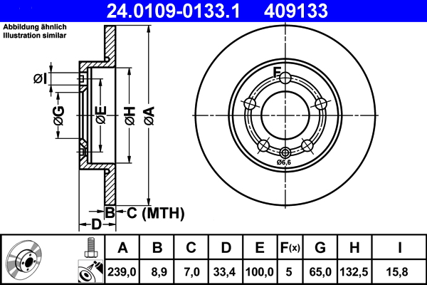 Brake Disc - 24.0109-0133.1 ATE