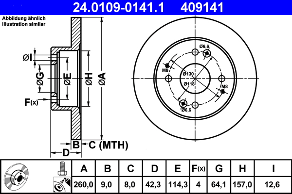 Brake Disc - 24.0109-0141.1 ATE