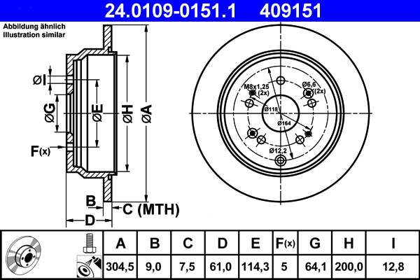 Brake Disc - 24.0109-0151.1 ATE